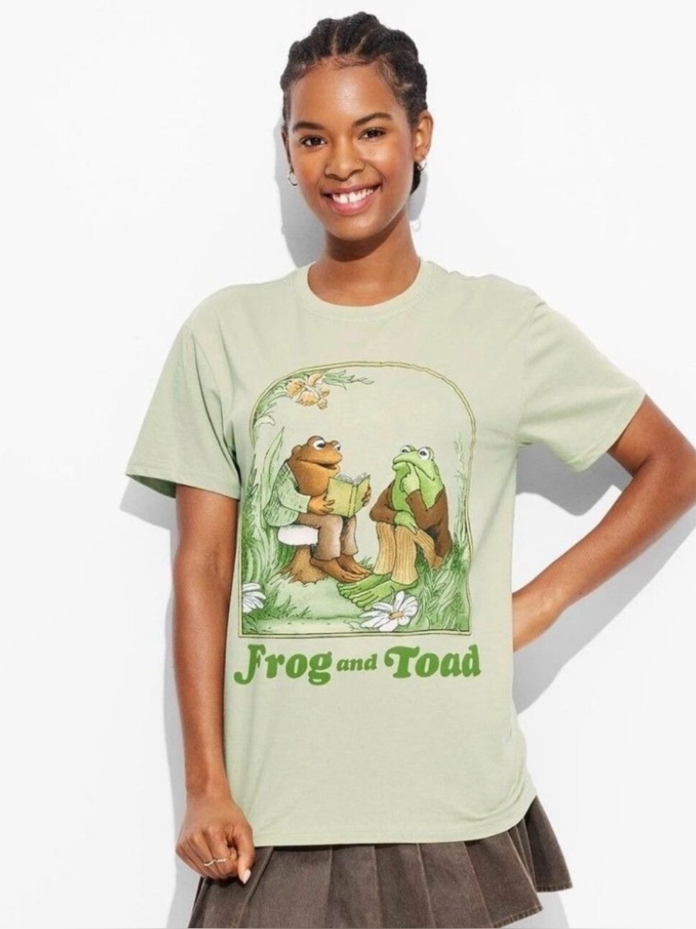 Women's Light Green Frog & Toad Short Sleeve Graphic T-Shirt - Large NWT